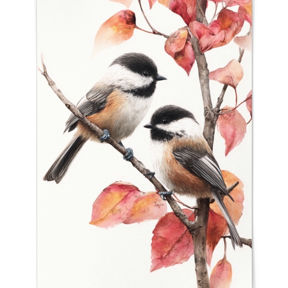 Watercolor Chickadee Bird Portrait Wall Art Print, Unframed - Charming Nature - Picture 2 of 7